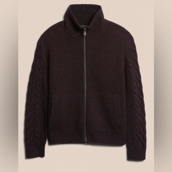 NWT! Banana Republic Burnt Umber Double-Knit Sweater Jacket - Medium Tall - Picture 1 of 5
